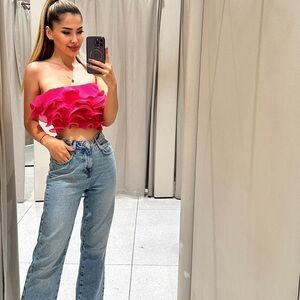 BLOGGERS FAVE NWT ZARA RUFFLE PINK TOP